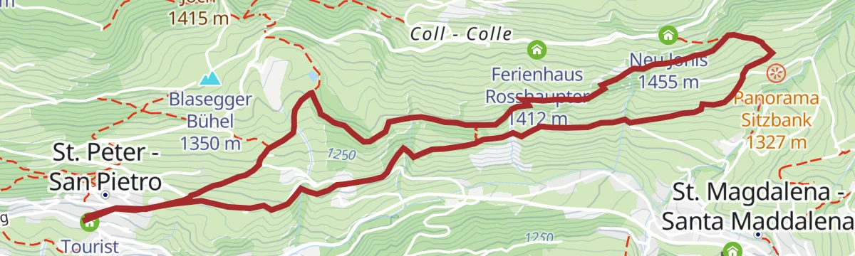 Route map: Sunnseitnweg and Panoramaweg in Villnöß